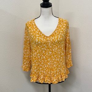 Cynthia Rowley 3/4 Sleeve V-Neck Blouse L